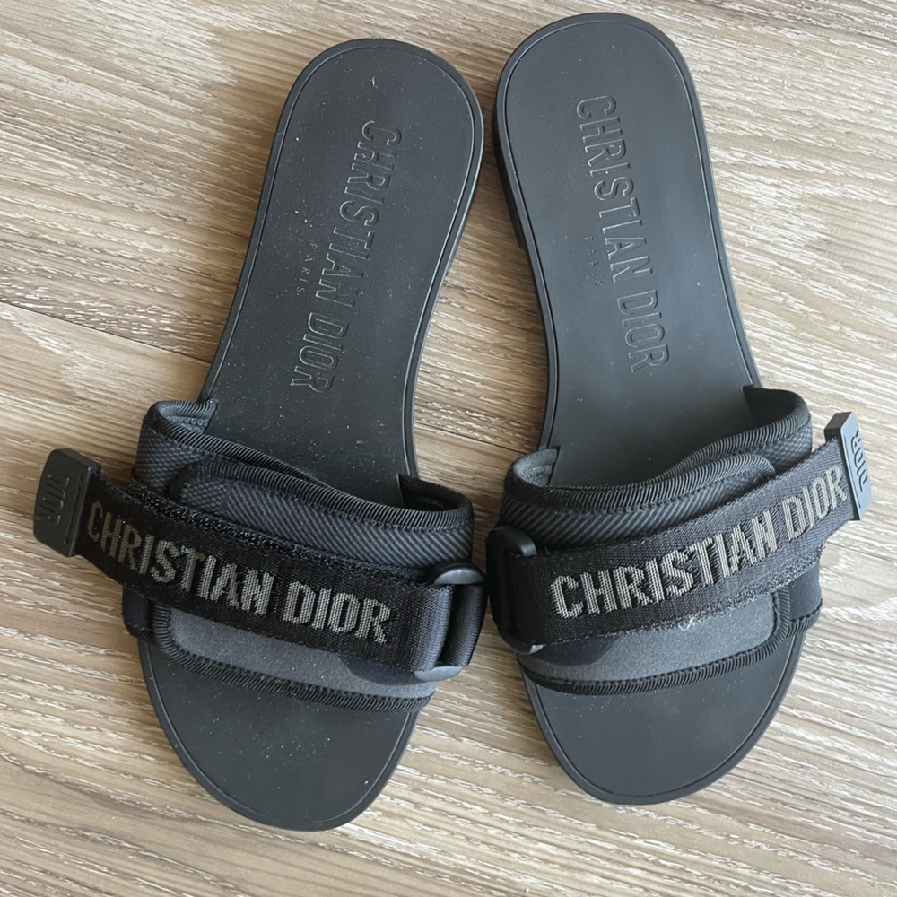 Christian Dior Black Slide Sandals